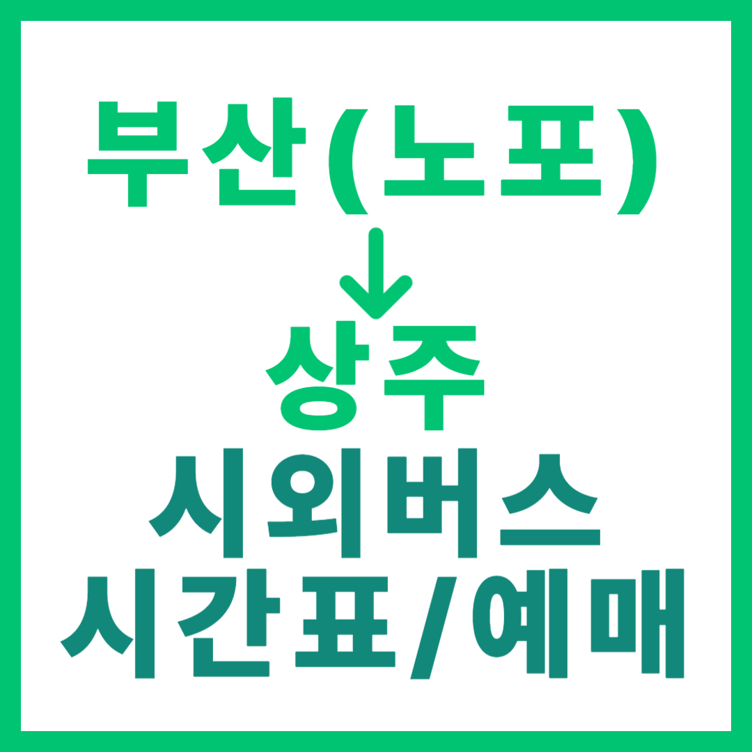 동부산(노포) → 상주 시외버스 시간표, 요금, 예매 완벽 정리 썸네일