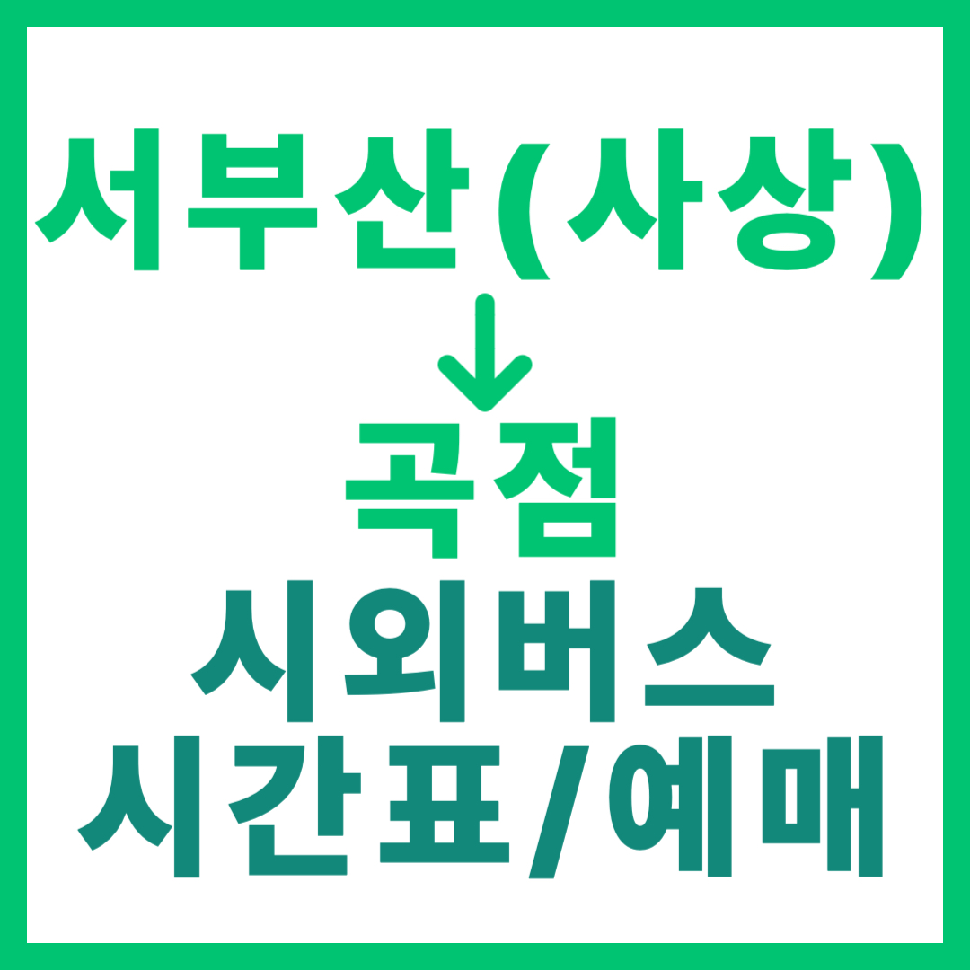 부산 서부(사상) 출발 곡점행 시외버스 예약 방법, 요금, 시간표 및 운행 정보 안내 서부산 썸네일