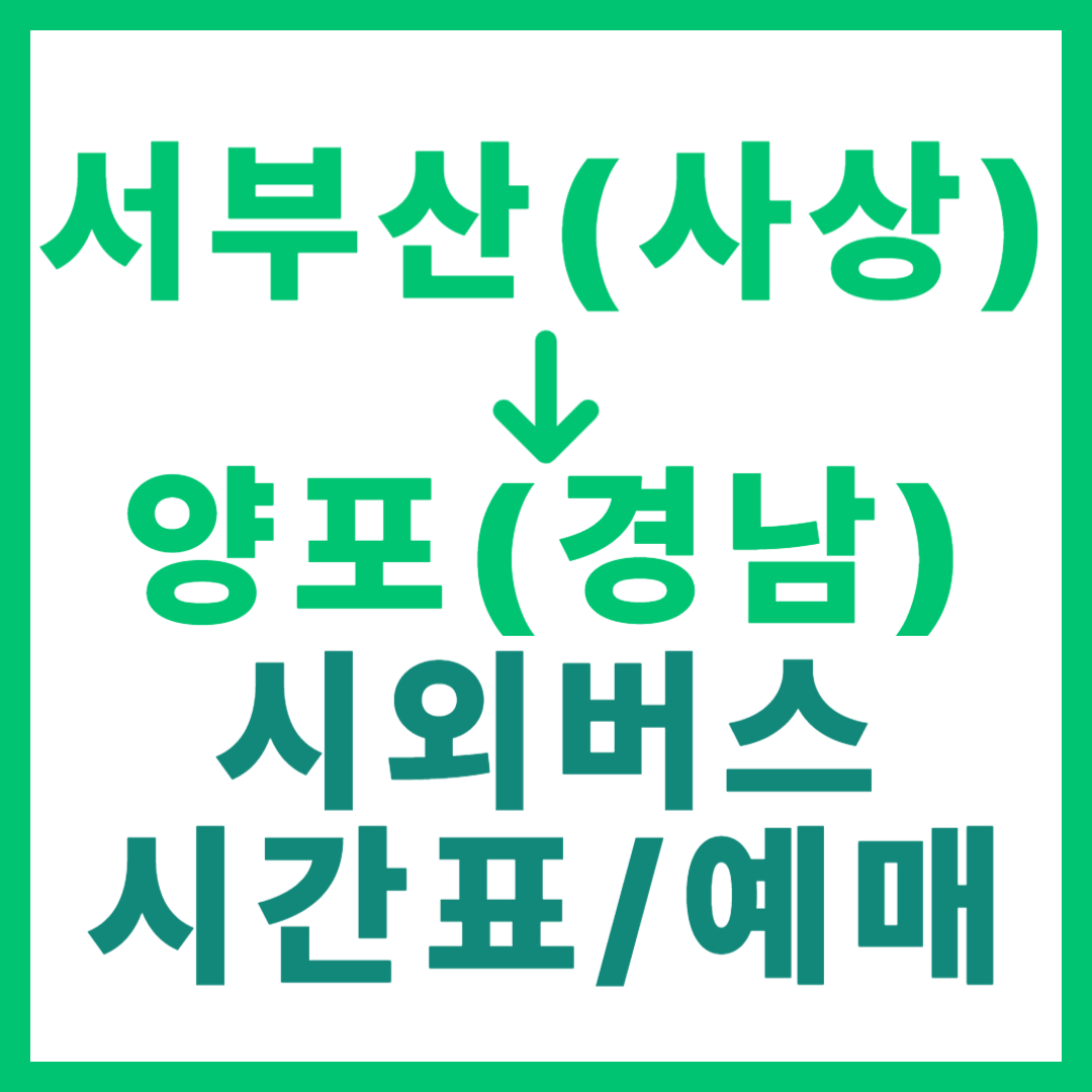 부산서부에서 경남 양포 가는 시외버스 요금, 시간표, 예매 사상 고속버스 서부산