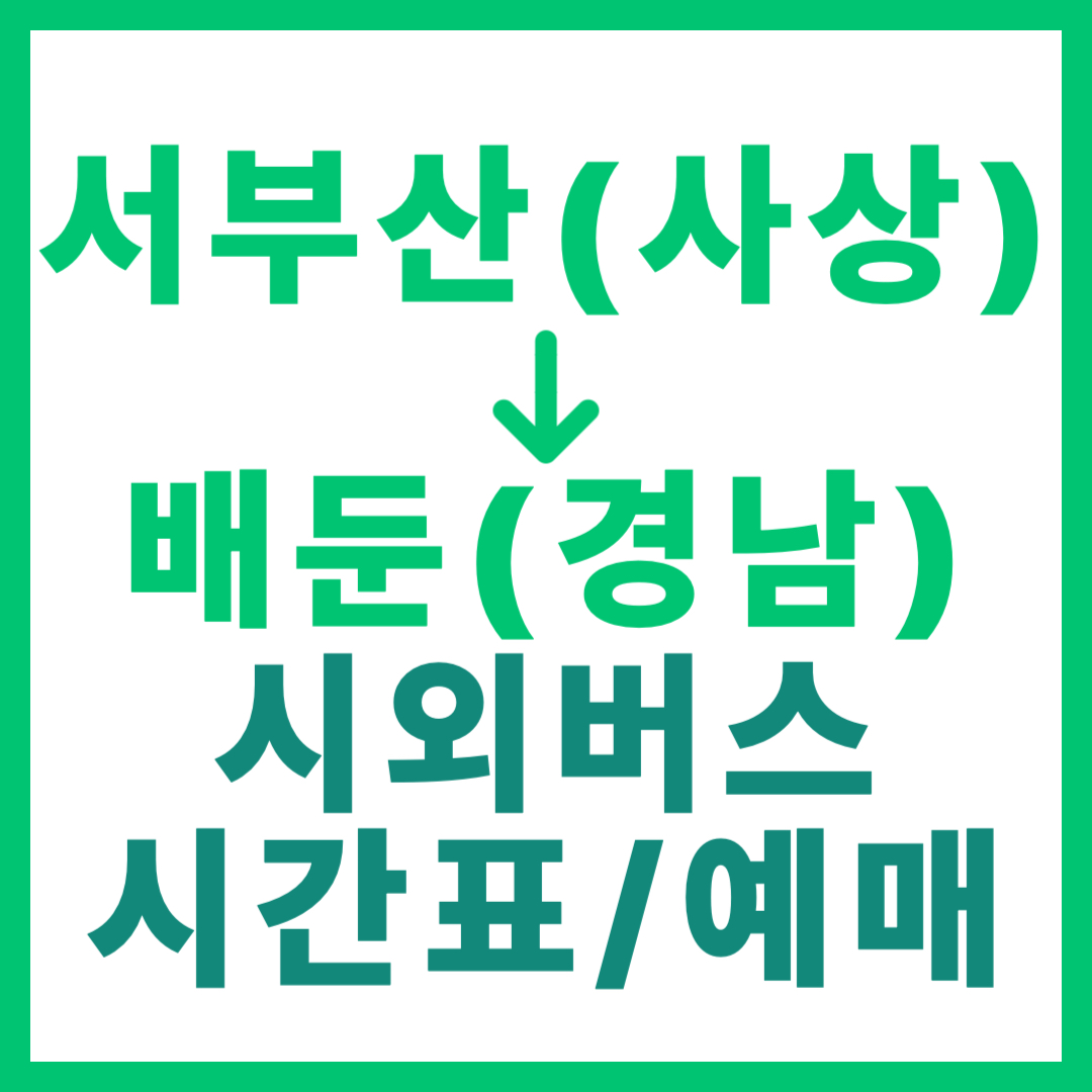 부산서부에서 경남 배둔 가는 시외버스 시간표, 요금, 예매 정보 안내 서부산(사상)