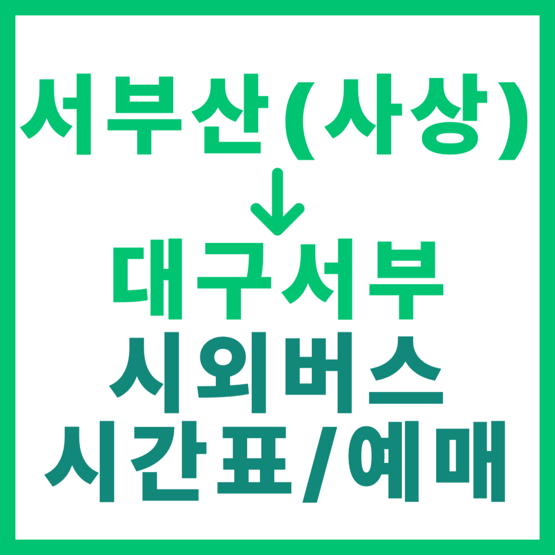 서부산(사상)에서 출발 대구서부행 시외버스 시간표, 요금, 예매 방법 부산 사상 고속버스