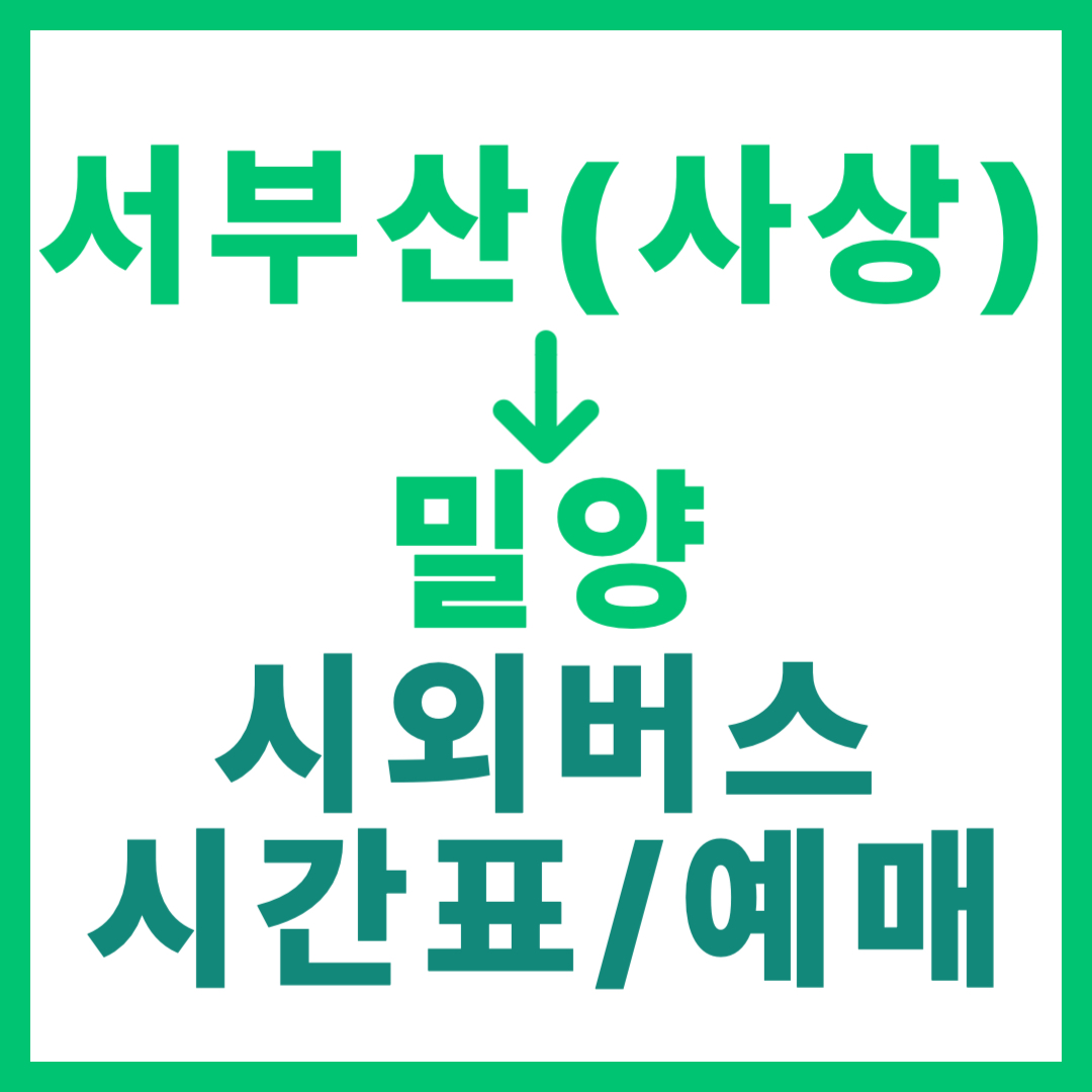 부산서부에서 경남 밀양 가는 시외버스 요금, 시간표, 예매 정보 안내 서부산(사상) 2026