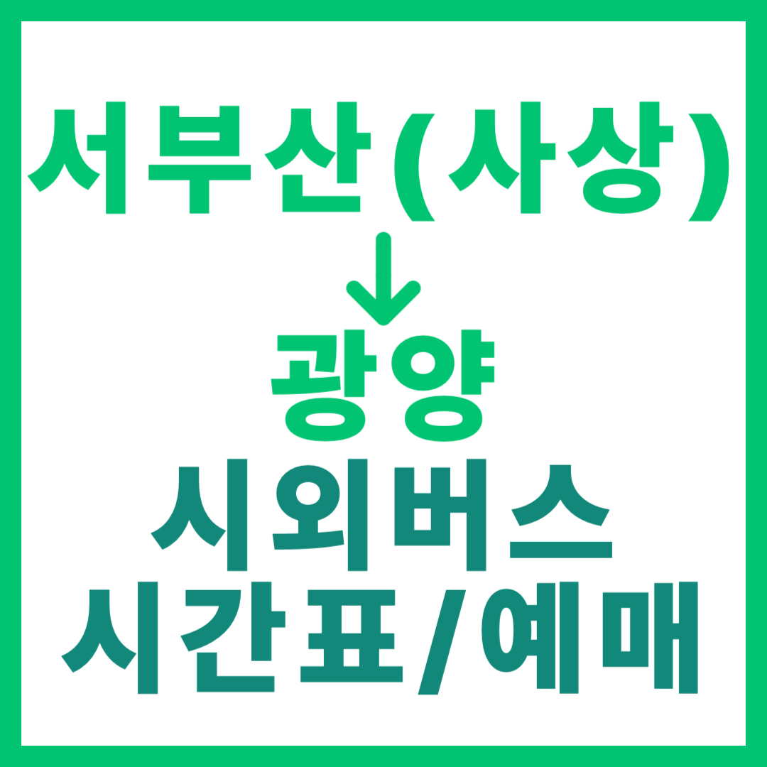 서부산(사상) 출발 광양행 시외버스 요금, 시간표, 예약 방법 및 운행 상세 가이드 고속버스