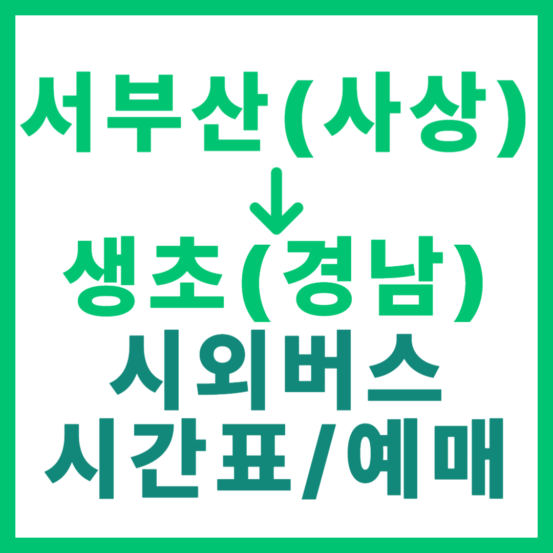 부산서부에서 경남 생초 가는 시외버스 요금, 시간표, 예매 정보 최신 정리 서부산 사상 출발