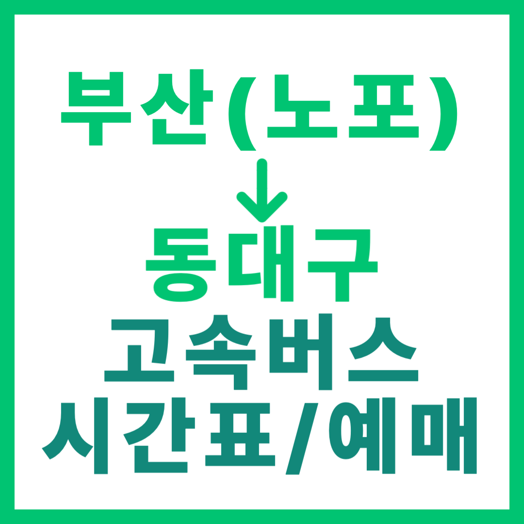 부산(노포) -> 동대구, 고속버스 완벽 가이드 시간표, 요금, 꿀팁까지 썸네일