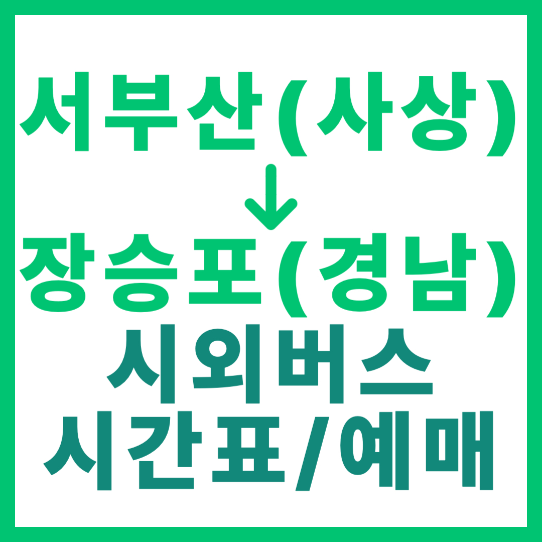 부산서부에서 경남 장승포 가는 시외버스 시간표, 요금, 예매 방법 (서부산 사상)