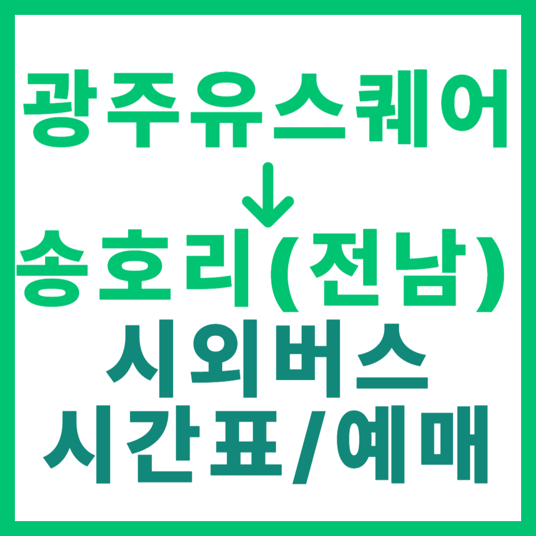 광주(유ㆍ스퀘어)에서 전남 송호리(해남) 시외버스 시간표, 요금, 노선 정보 (하루 1회)