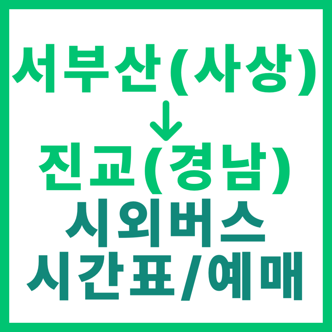 부산서부에서 경남 진교 가는 시외버스 시간표, 요금, 예매하는 방법 서부산 사상