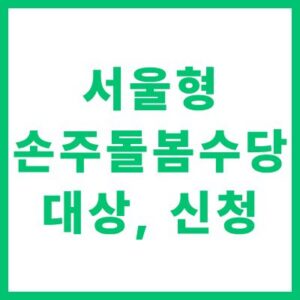 서울형 손주돌봄수당 신청 자격 조건 및 온라인 신청 방법 안내