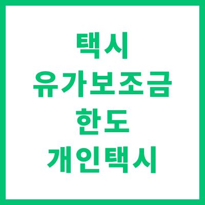 택시유가보조금 개인택시 지급 한도 및 신청 방법 완벽 안내